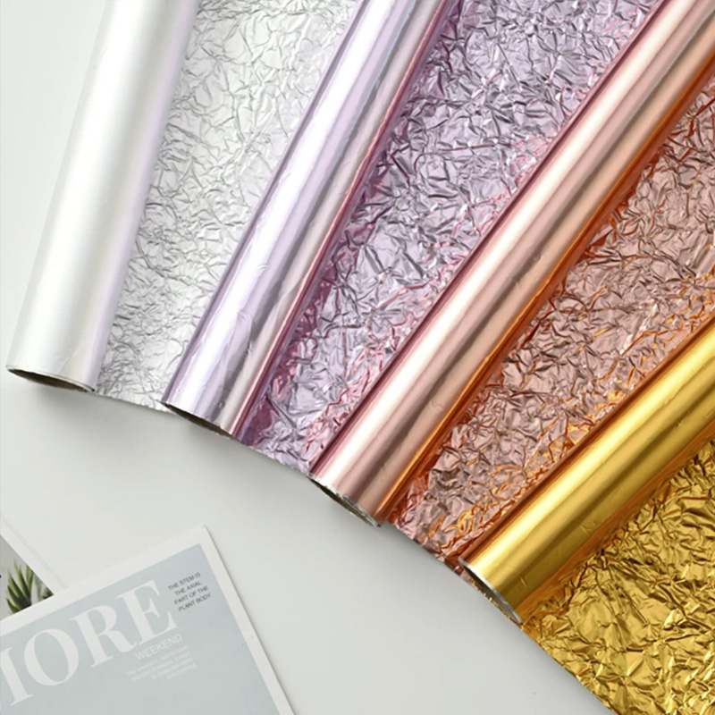 Flower shop tin foil silver tin foil color shaping pleated bouquet packaging flower liner paper flower packaging floral materials